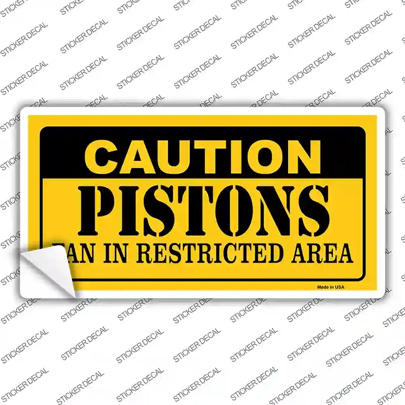 LP-2600s-XL Caution Pistons Fan Novelty Sticker Decal, Extra Large