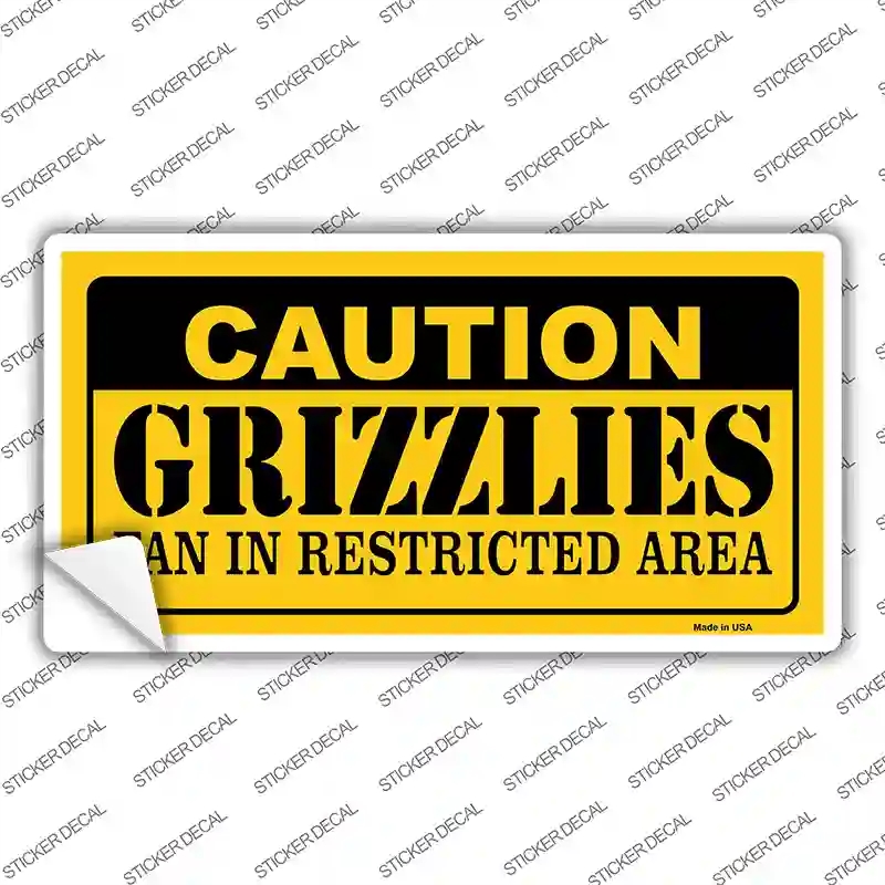 LP-2606s-S Caution Grizzlies Fan Novelty Sticker Decal, Small