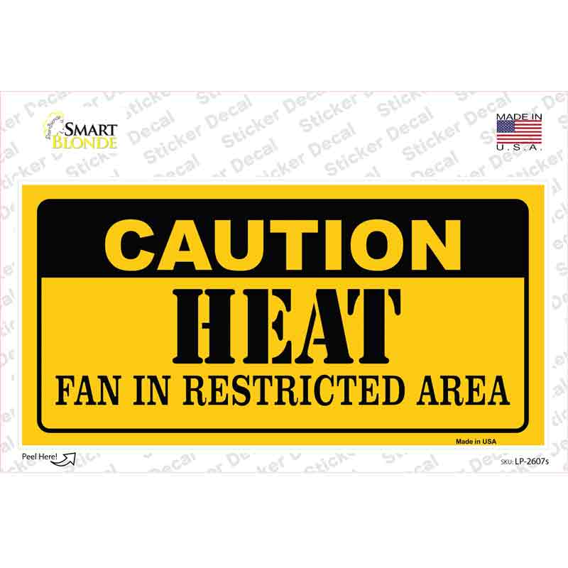 LP-2607s-M Caution Heat Fan Novelty Sticker Decal, Medium