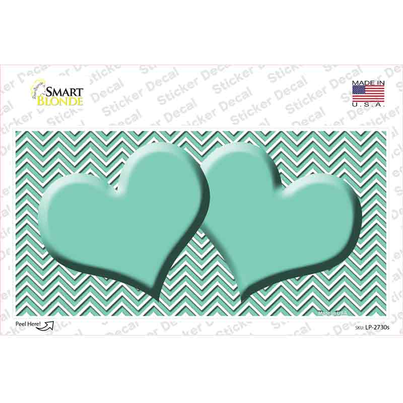LP-2730s-M Mint White Chevron Center Hearts Novelty Sticker Decal, Medium