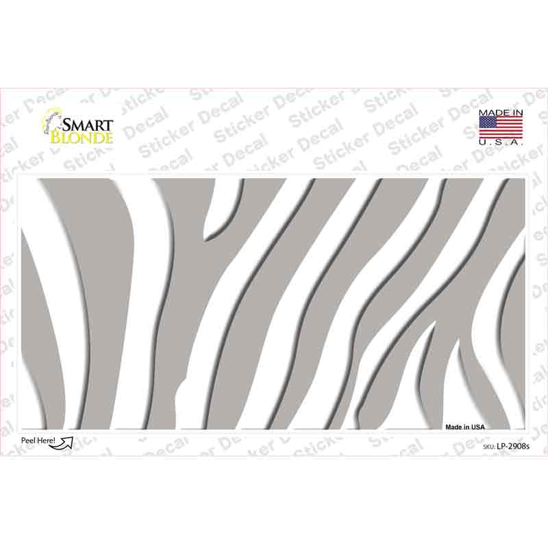 LP-2908s-M Gray White Zebra Novelty Sticker Decal, Medium