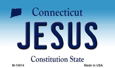 M-10914 3.5 x 2 in. Jesus Connecticut State License Plate Magnet