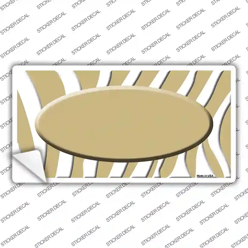 LP-2922s-L Gold White Zebra Center Oval Novelty Sticker Decal, Large