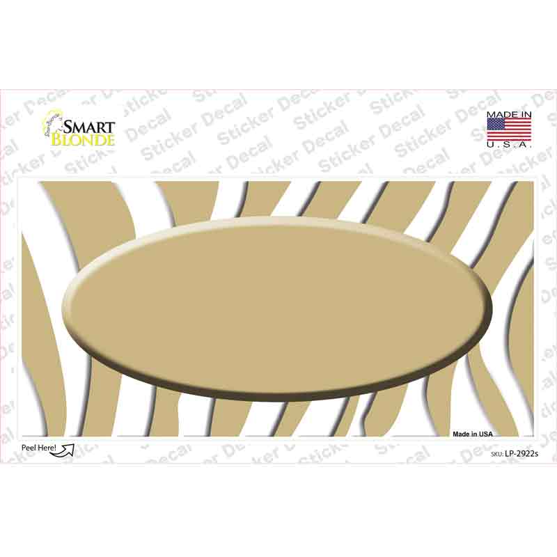 LP-2922s-M Gold White Zebra Center Oval Novelty Sticker Decal, Medium