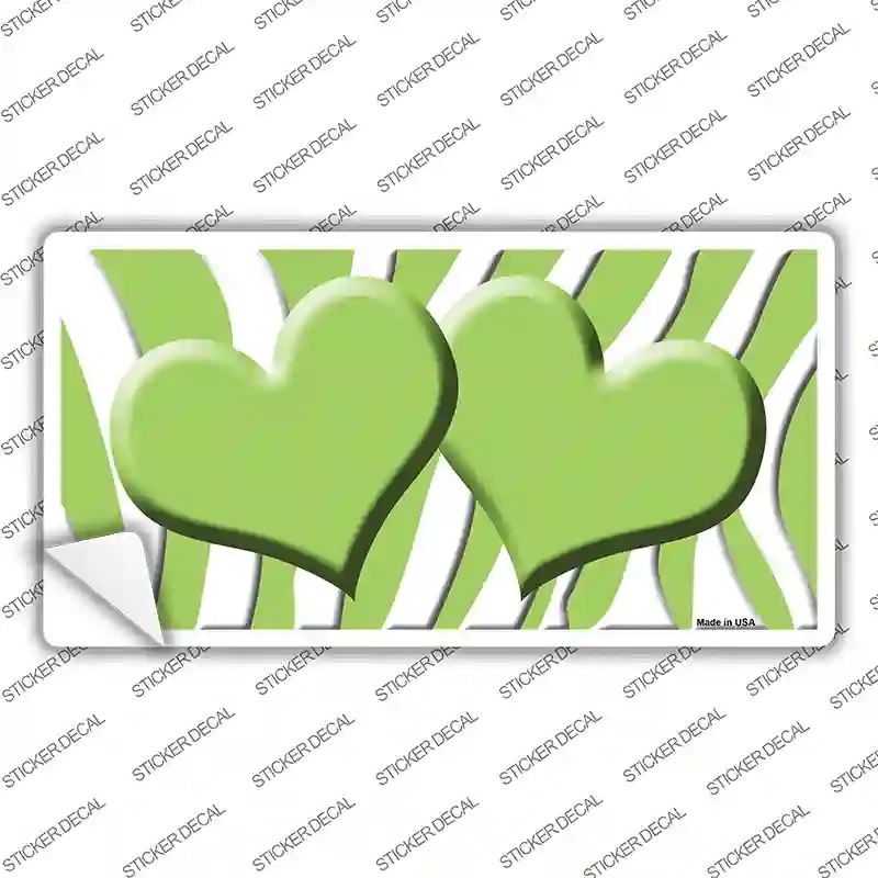 LP-2927s-L Lime Green White Zebra Centered Hearts Novelty Sticker Decal, Large