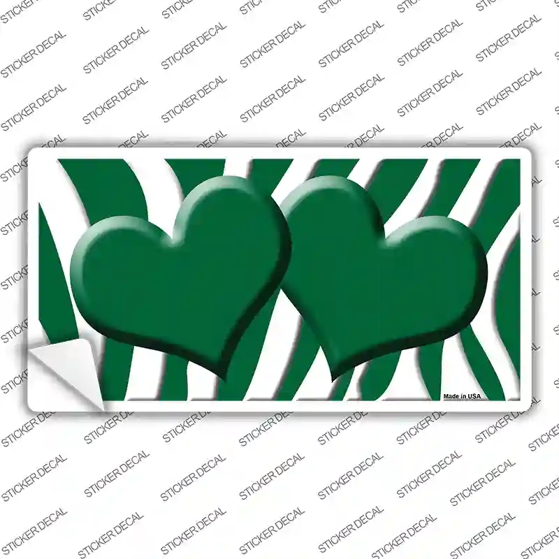 LP-2931s-XL Green White Zebra Centered Hearts Novelty Sticker Decal, Extra Large