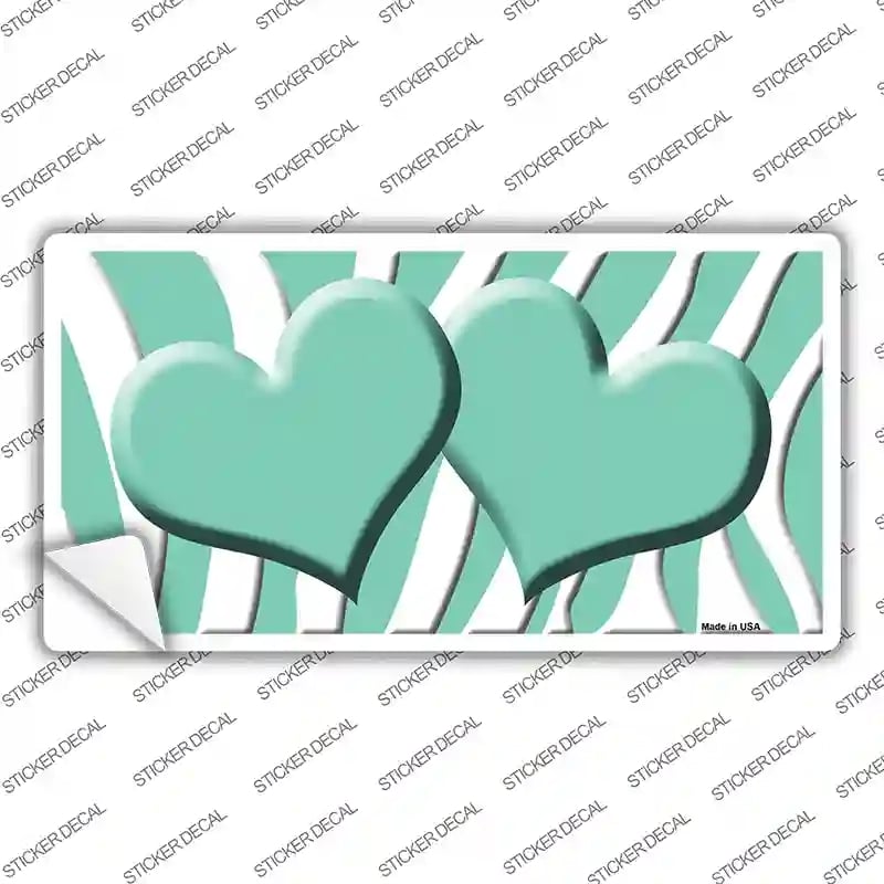 LP-2939s-L Mint White Zebra Centered Hearts Novelty Sticker Decal, Large