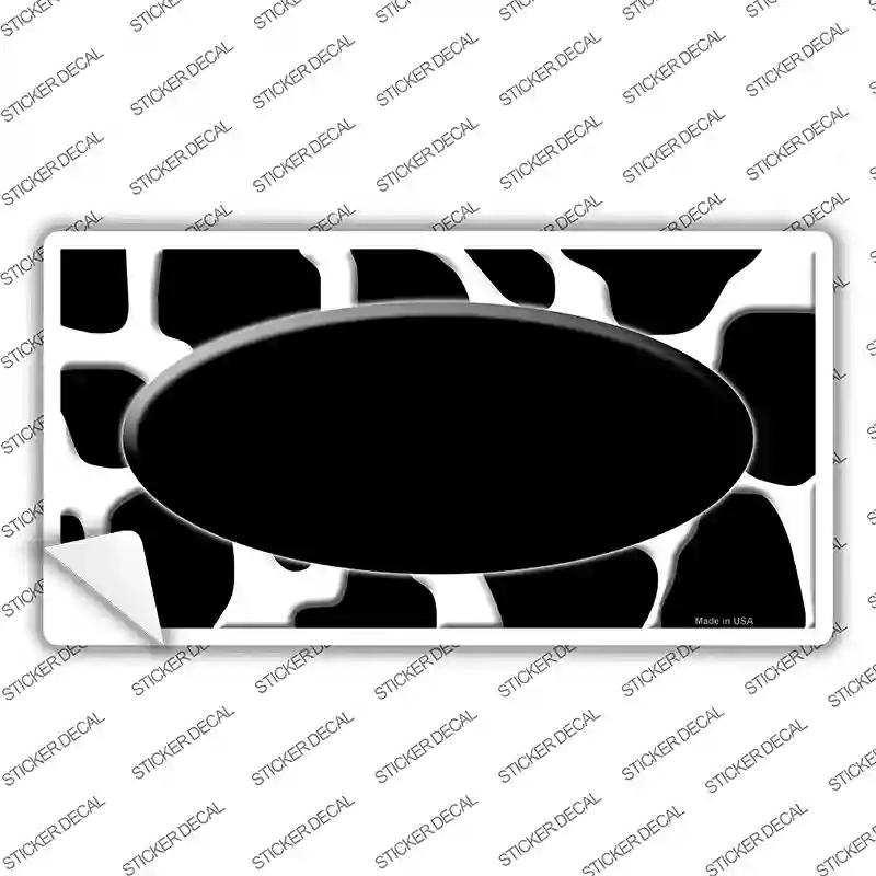 LP-2950s-L Black White Giraffe Center Oval Novelty Sticker Decal, Large