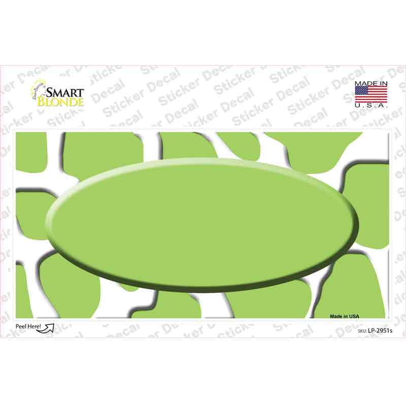 LP-2951s-M Lime Green White Giraffe Center Oval Novelty Sticker Decal, Medium