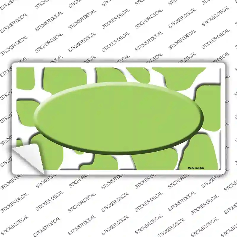 LP-2951s-S Lime Green White Giraffe Center Oval Novelty Sticker Decal, Small