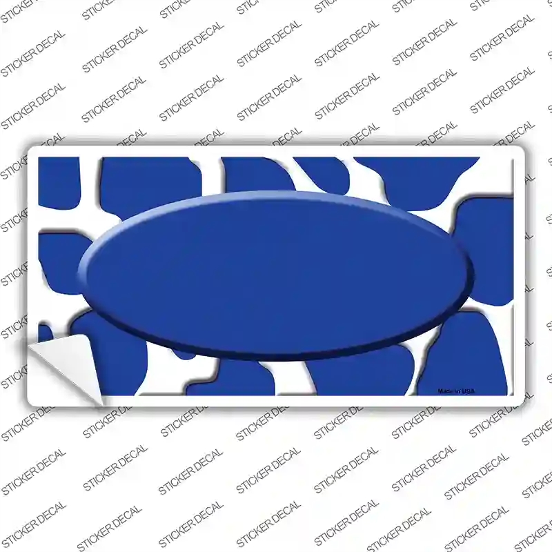 LP-2953s-S Blue White Giraffe Center Oval Novelty Sticker Decal, Small