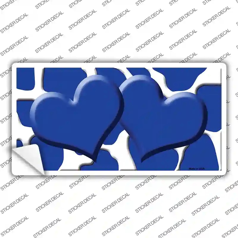 LP-2968s-XL Blue White Giraffe Centered Hearts Novelty Sticker Decal, Extra Large