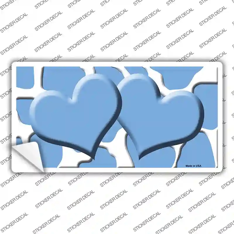 LP-2971s-XL Light Blue White Giraffe Centered Hearts Novelty Sticker Decal, Extra Large