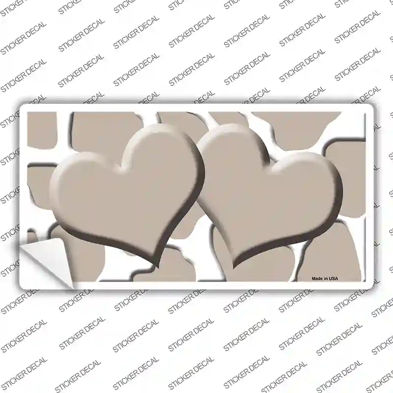 LP-2972s-L Tan White Giraffe Centered Hearts Novelty Sticker Decal, Large