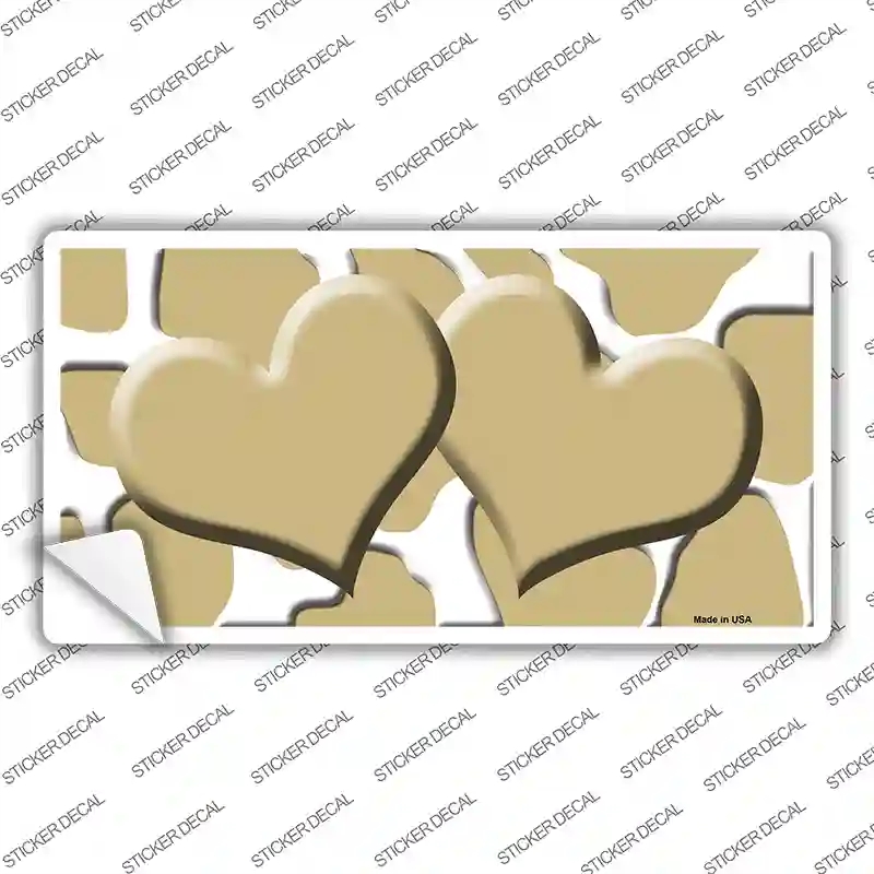 LP-2973s-S Gold White Giraffe Centered Hearts Novelty Sticker Decal, Small