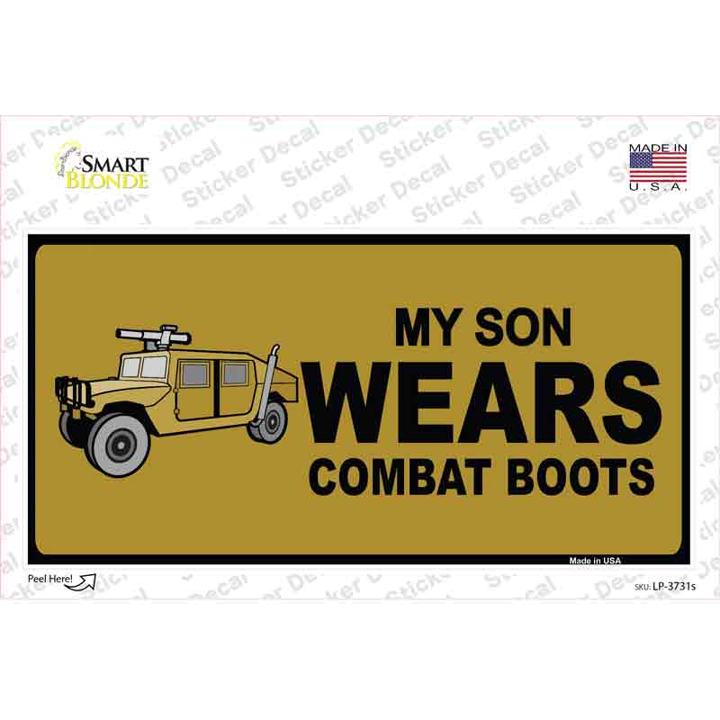 LP-3731s-M Son Wears Combat Boots Novelty Sticker Decal, Medium