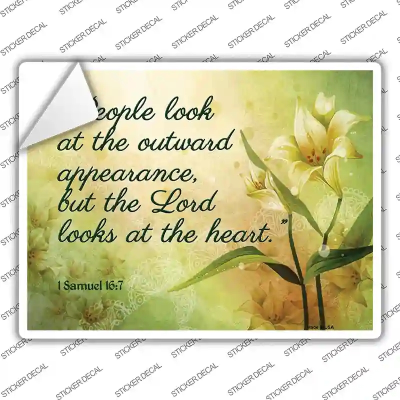 P-1076s-S Lord Looks At the Heart Novelty Rectangle Sticker Decal, Small