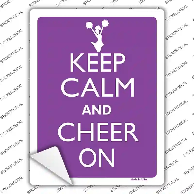 P-1096s-L Keep Calm Cheer on Novelty Rectangle Sticker Decal, Large