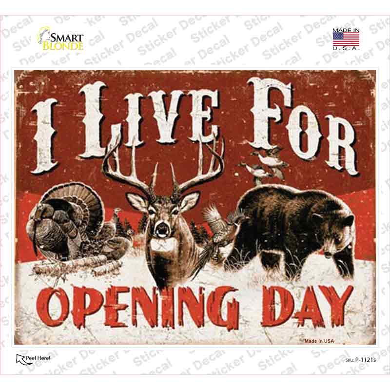P-1121s-M I Live for Opening Day Novelty Rectangle Sticker Decal, Medium