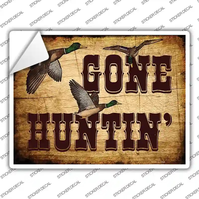 P-1123s-S Gone Hunting Novelty Rectangle Sticker Decal, Small