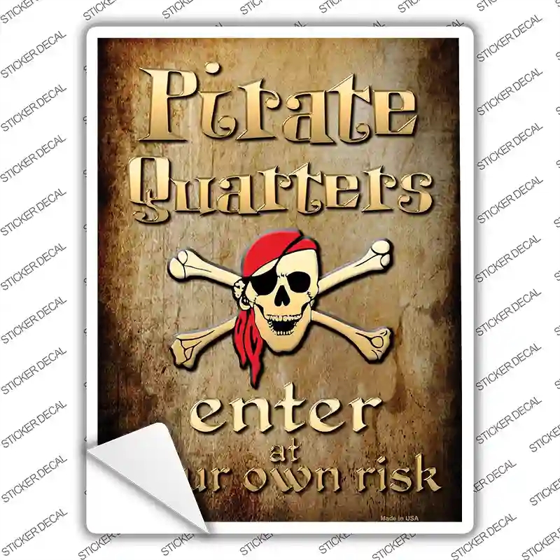 P-1178s-S Pirate Quarters Novelty Rectangle Sticker Decal, Small