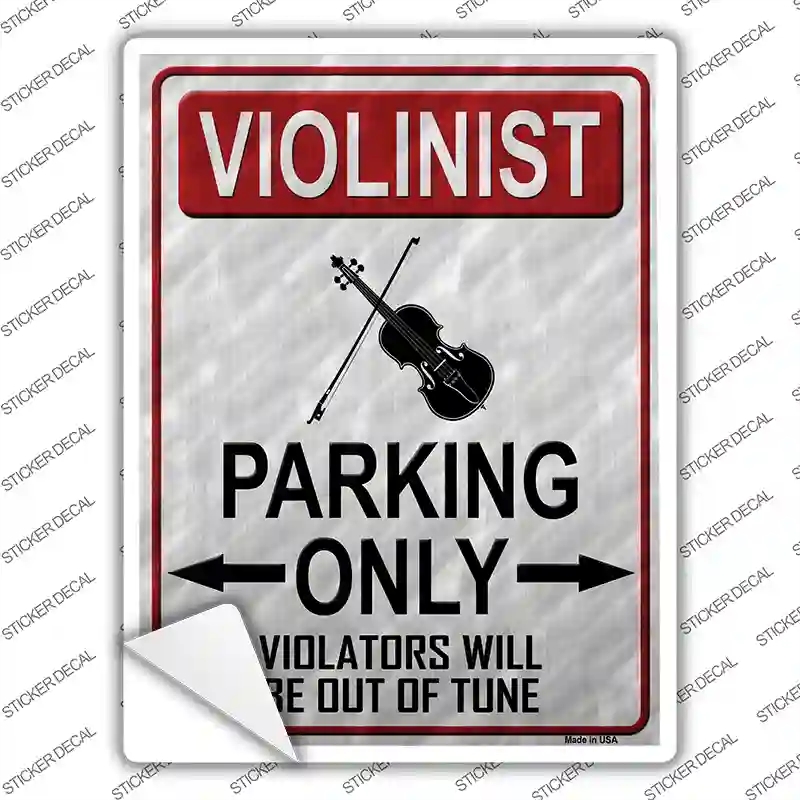 P-1211s-L Violinist Parking Novelty Rectangle Sticker Decal, Large