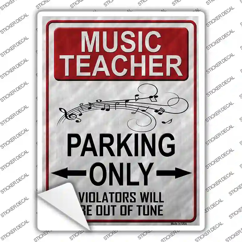 P-1215s-S Music Teacher Parking Novelty Rectangle Sticker Decal, Small