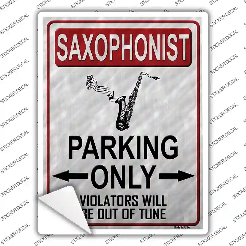 P-1216s-XL Saxophonist Parking Novelty Rectangle Sticker Decal, Extra Large