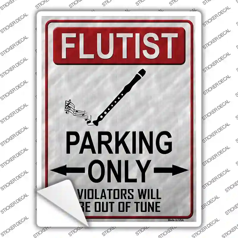 P-1220s-XL Flutist Parking Novelty Rectangle Sticker Decal, Extra Large