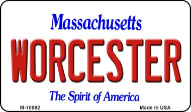 M-10982 3.5 x 2 in. Worcester Massachusetts State License Plate Magnet