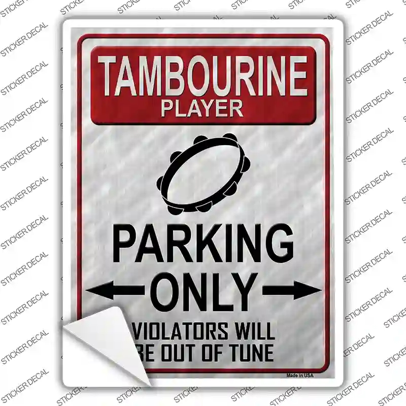 P-1225s-L Tambourine Player Parking Novelty Rectangle Sticker Decal, Large