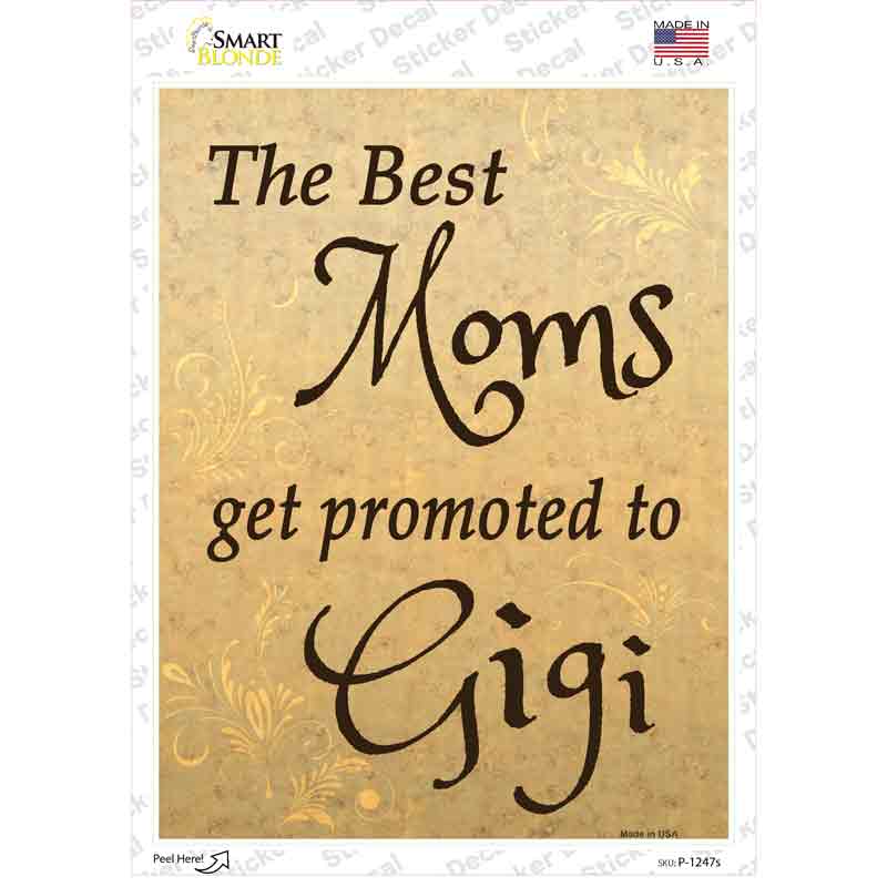 P-1247s-M Moms Promoted to Gigi Novelty Rectangle Sticker Decal, Medium