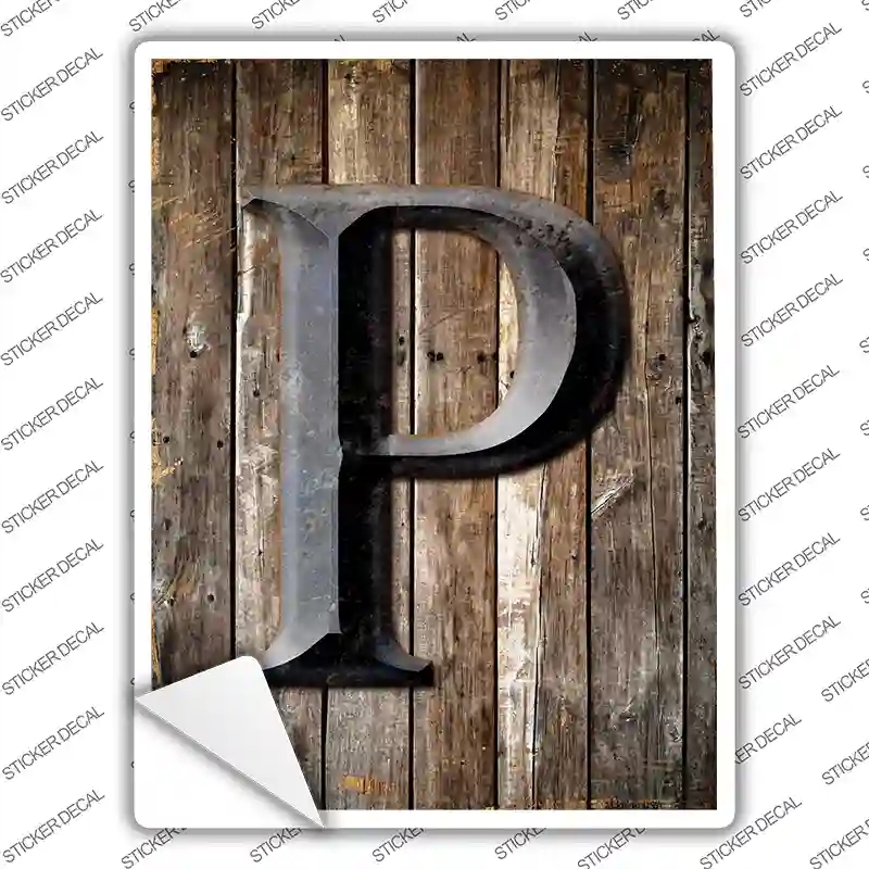 P-1280s-L Letter P Novelty Rectangle Sticker Decal, Large