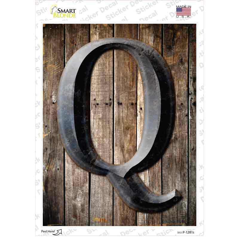 P-1281s-M Letter Q Novelty Rectangle Sticker Decal, Medium