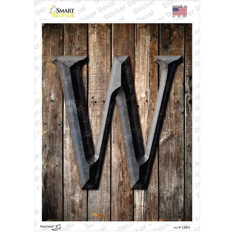 P-1287s-M Letter W Novelty Rectangle Sticker Decal, Medium