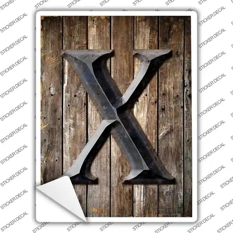 P-1288s-L Letter X Novelty Rectangle Sticker Decal, Large