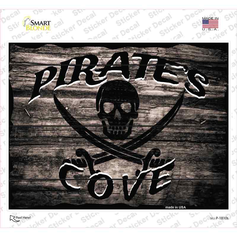 P-1810s-M Pirates Cove Novelty Rectangle Sticker Decal, Medium