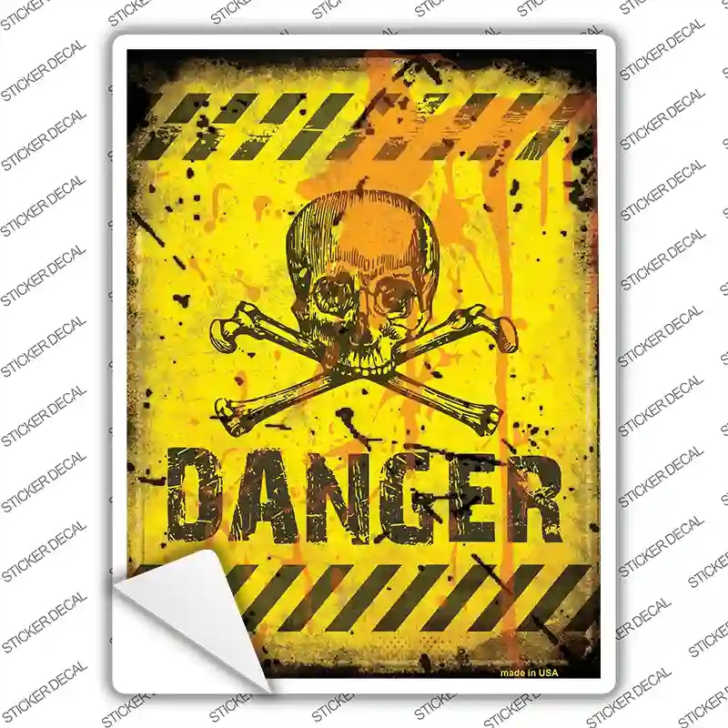P-1812s-S Danger with Skulls Novelty Rectangle Sticker Decal, Small