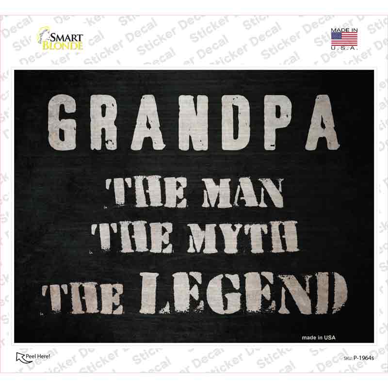 P-1964s-M Grandpa the Legend Novelty Rectangular Sticker Decal, Medium