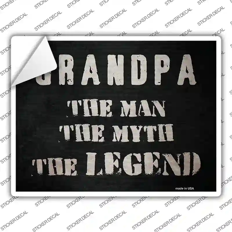 P-1964s-S Grandpa the Legend Novelty Rectangular Sticker Decal, Small