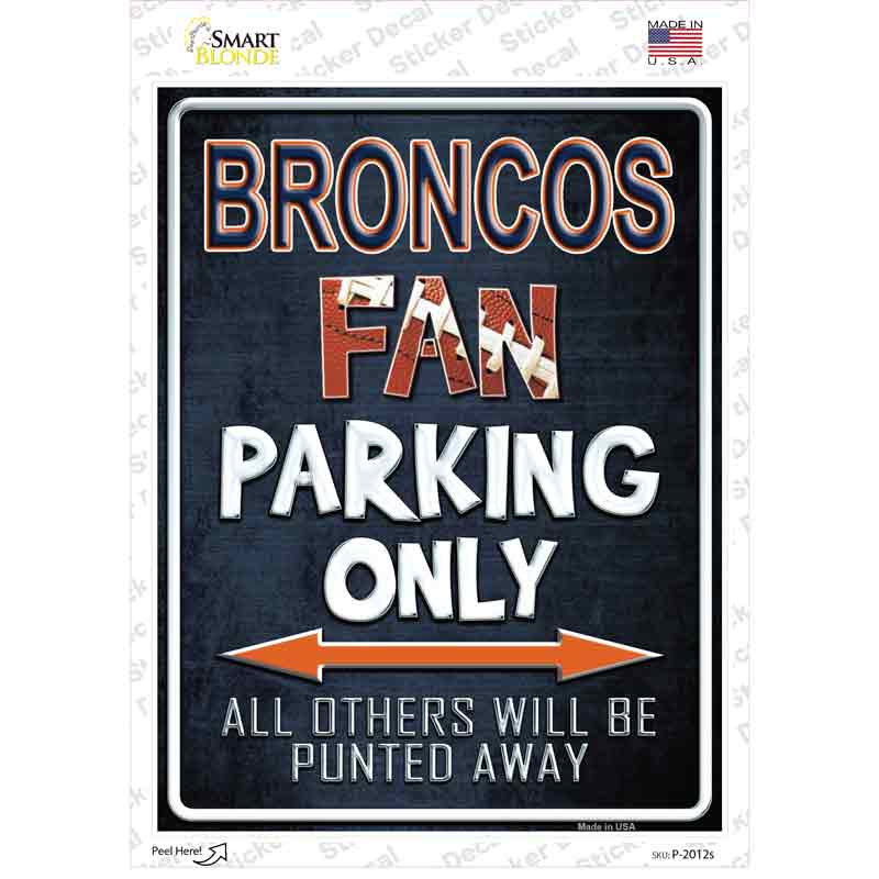 P-2012s-M Broncos Novelty Rectangle Sticker Decal, Medium