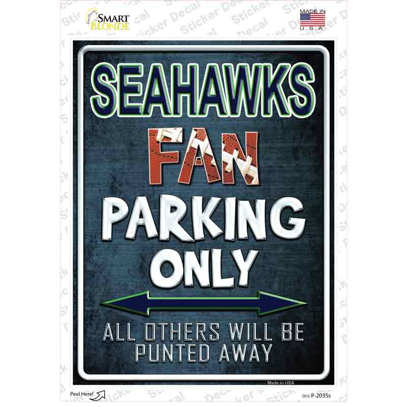 P-2035s-M Seahawks Novelty Rectangle Sticker Decal, Medium