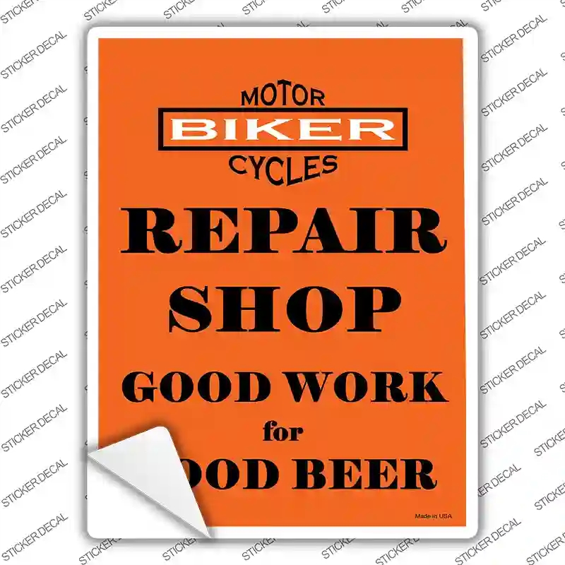 P-2049s-L Repair Shop Novelty Rectangle Sticker Decal, Large