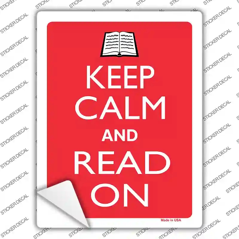 P-2140s-S Keep Calm & Read on Novelty Rectangle Sticker Decal, Small