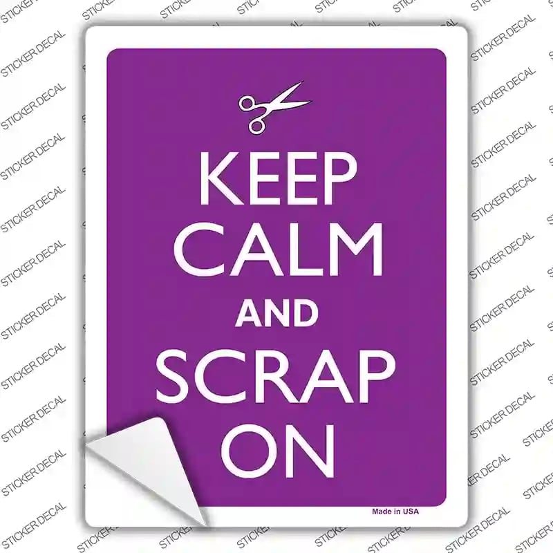 P-2156s-S Keep Calm & Scrap on Novelty Rectangle Sticker Decal, Small