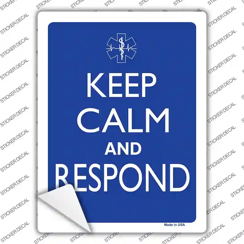 P-2160s-S Keep Calm & Respond Novelty Rectangle Sticker Decal, Small