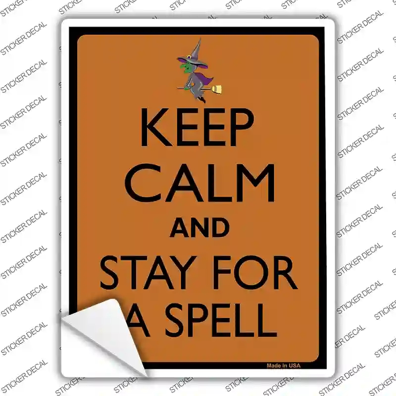 P-2174s-S Keep Calm Stay for A Spell Novelty Rectangle Sticker Decal, Small