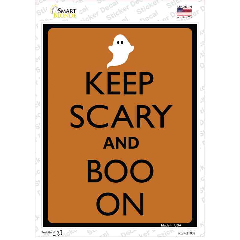 P-2193s-M Keep Calm & Boo on Novelty Rectangle Sticker Decal, Medium