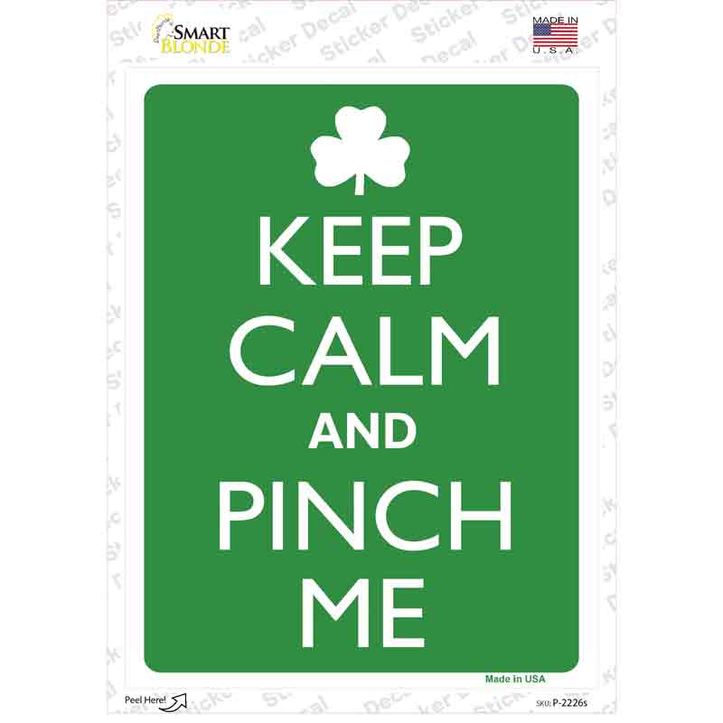 P-2226s-M Keep Calm & Pinch Me Novelty Rectangle Sticker Decal, Medium
