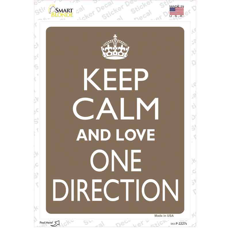 P-2227s-M Keep Calm Love One Direction Novelty Rectangle Sticker Decal, Medium